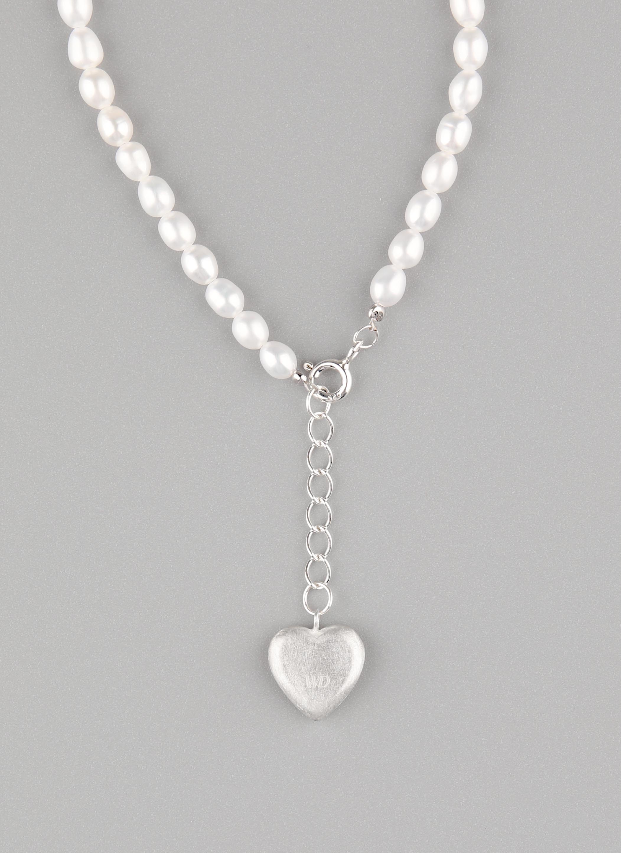 Flat Heart X Medium Rice Pearl Bracelet