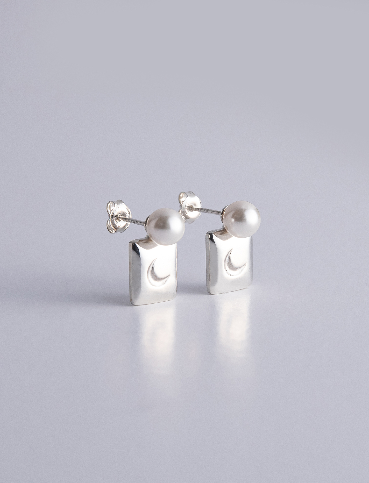 Mini Pearl and Moon Earrings