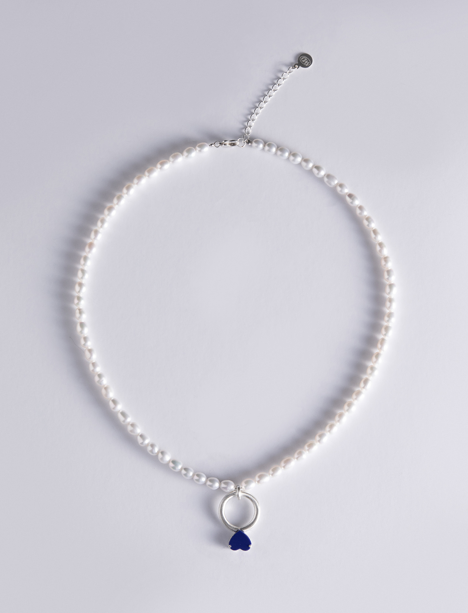 Blue Heart Pearl Necklace