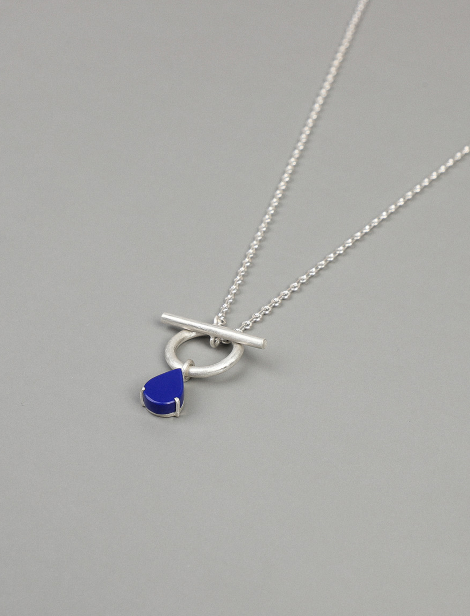 Blue Water Drop Silver Necklace